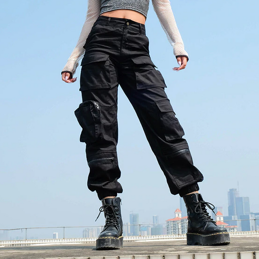 Herr Lastbyxor Randig Polyester Spandex-1