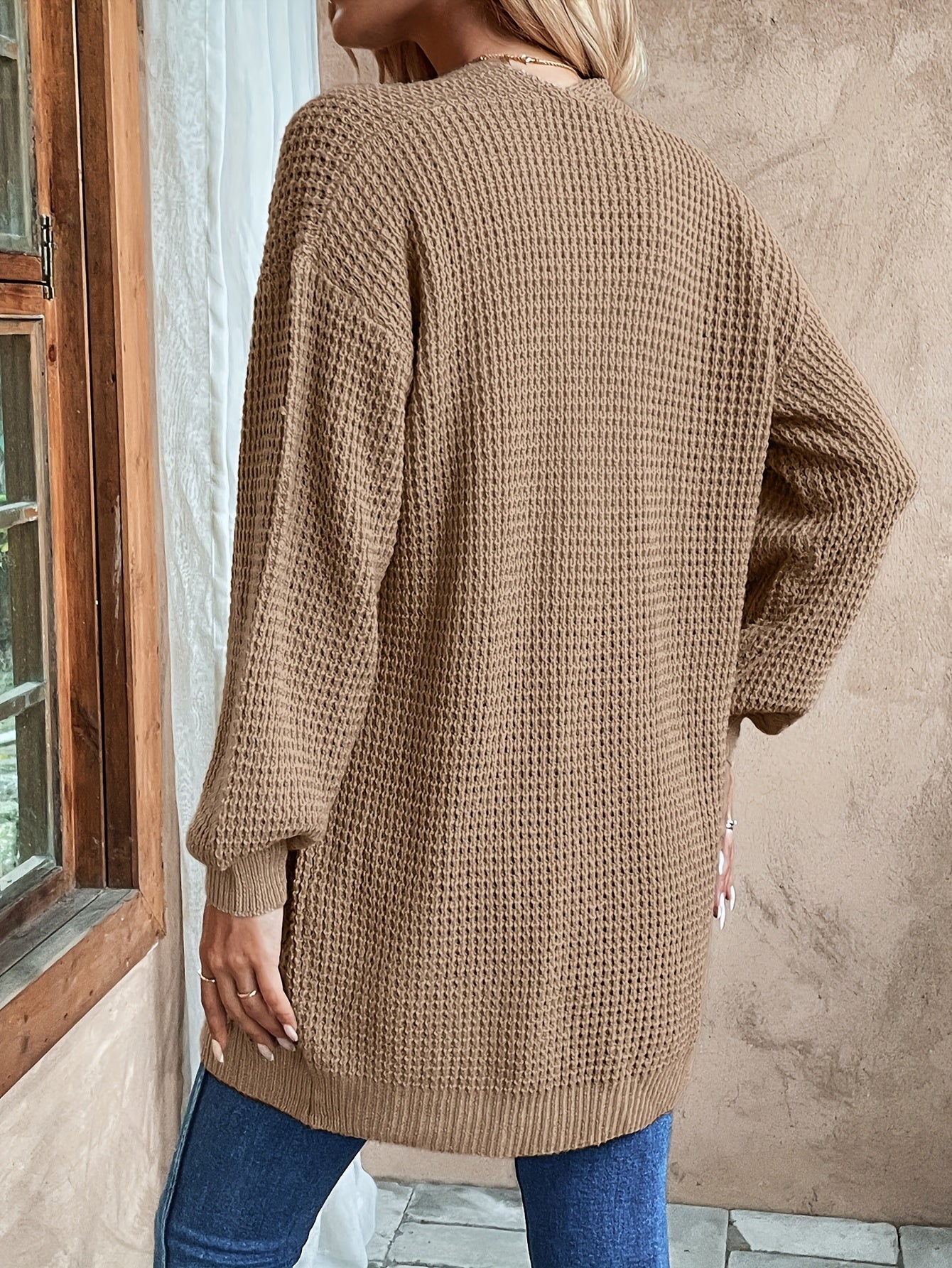 Dam Cardigan Casual Ull Normal Passform Lång Ärmmaterial-4