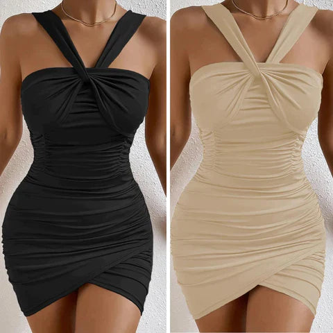 Dam Miniklänning Bodycon V-ringning Polyester Ihållig Bakdesign-2