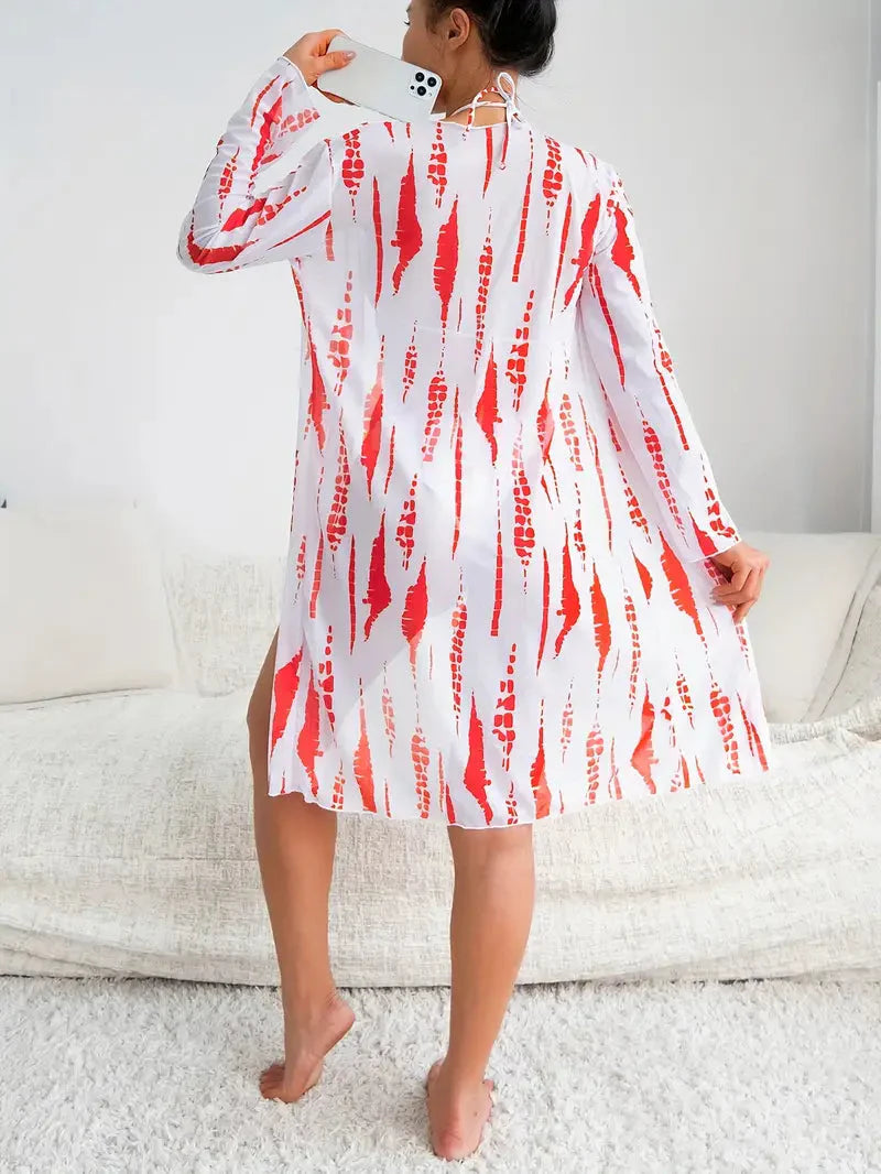 Dam Bikiniuppsättning Triangel Högklipp Polyester-5