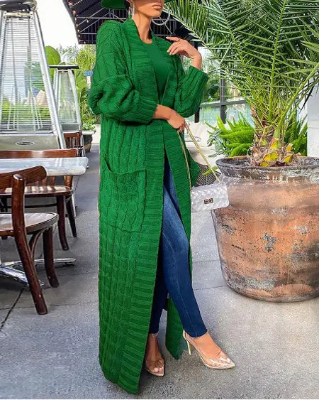 Kvinna Lång Kofta Modern Akryl Cardigan-2