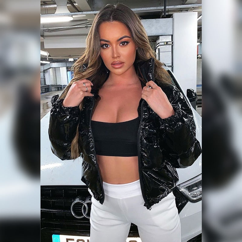 Lång Vinterrock Dam PU-Läder Elegant Design för Kalla Dagar 2