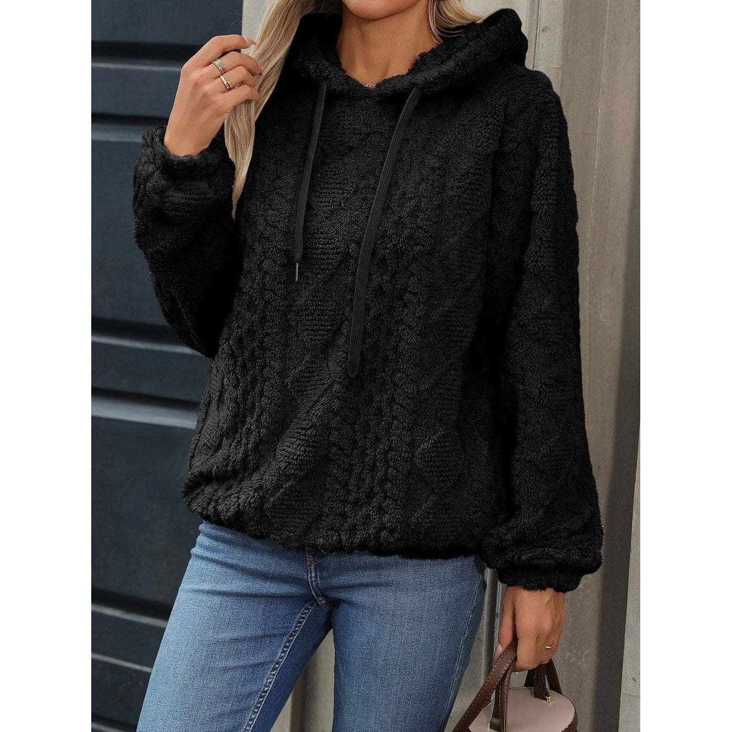 Kvinnors Hoodie Casual Plush Vinter-5