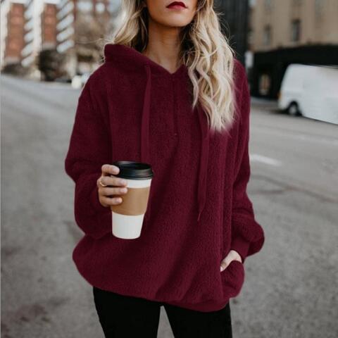 Kvinnors Hoodie Fluffig Avslappnad Vinterdesign Mjuk Tyg 13