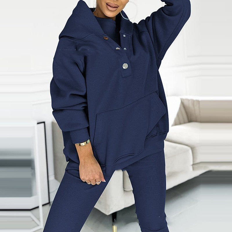 Kvinnors 3-delad Sportuppsättning Modern Polyester för Höst och Vinter-5