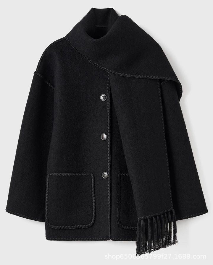 Elegant Damjacka med Halsduk i Polyester för Vardag och Fest – Komfortabel Passform, Tidlös Design 8