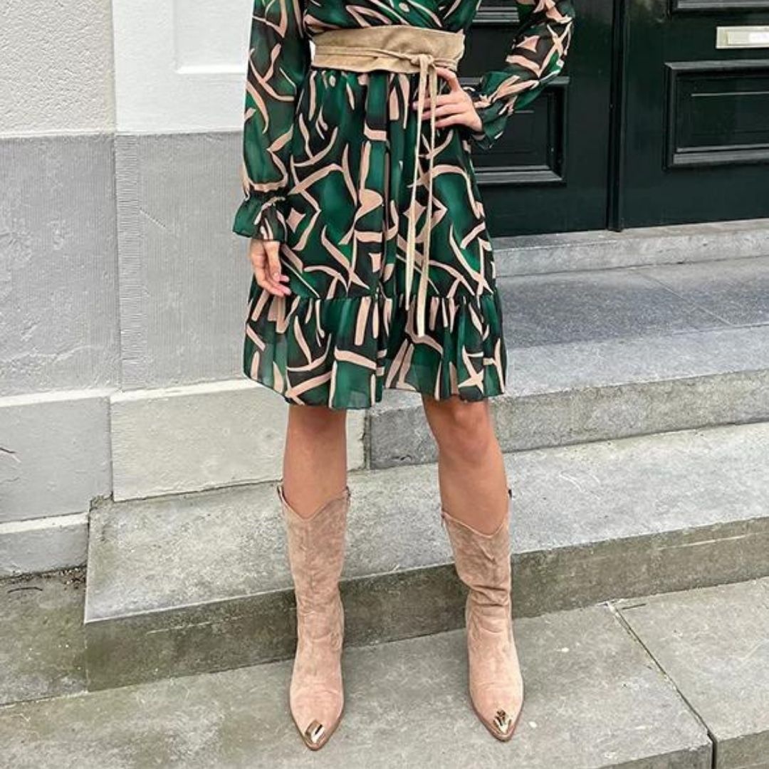 Dam Stövlar Blockhäl Läder Taupe-5