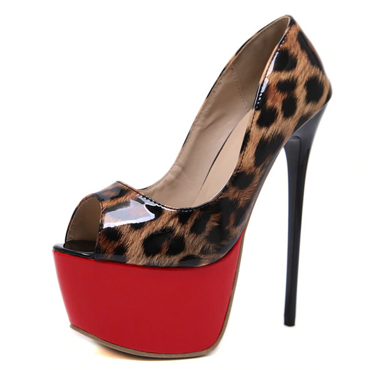 Dam Sandaler Peeptoe Klassisk LÀder Hög Klack 1