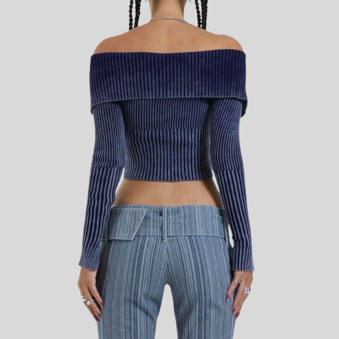 Dam Kofta Axelfri Rippad Med Dragkedja 100% Akryl-4