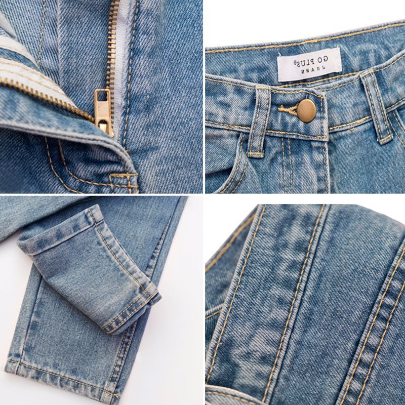 Dam Harembyxor Hög Midja Denim Avslappnad Snitt 3