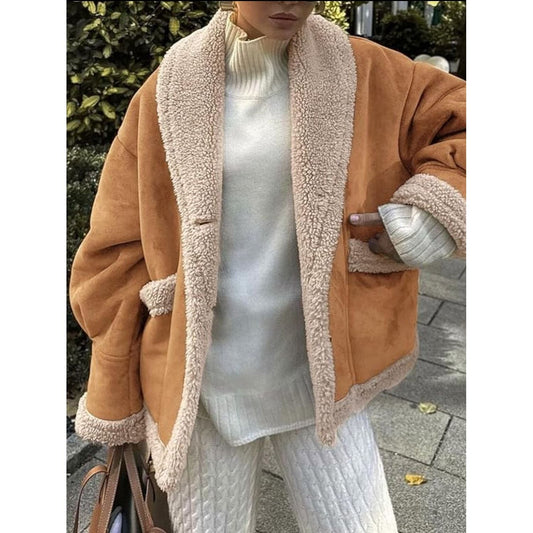 Dam Kappa Elegant med Krage och LĂ„nga Ărmar i Mjukt Material-1