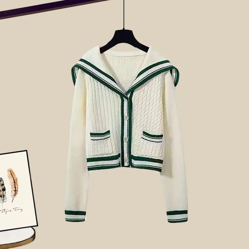 Dam Set Pullover Kålmönster Polyester Fritidsbyxor-1