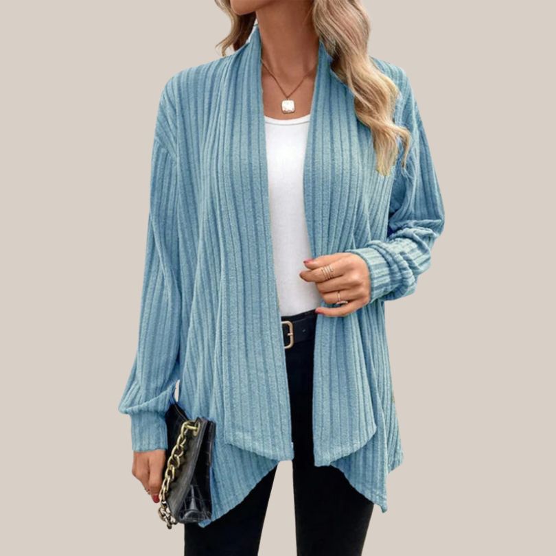 Dam Ribbad Kofta Öppen Front Akryl-6