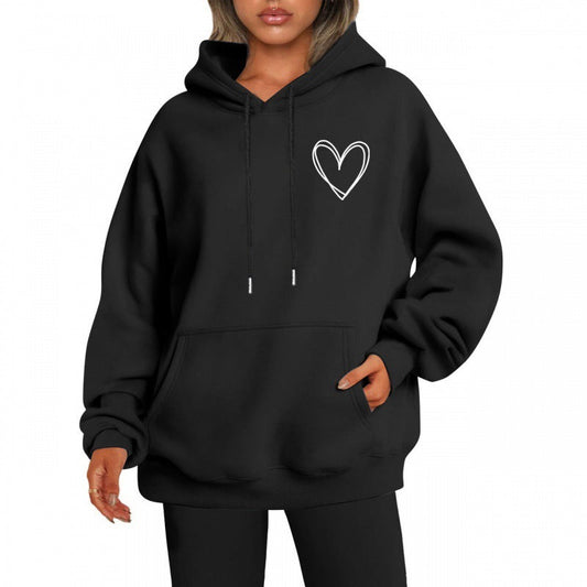 Lång Hoodie Dam Avslappnad Design 100% Bomull-1