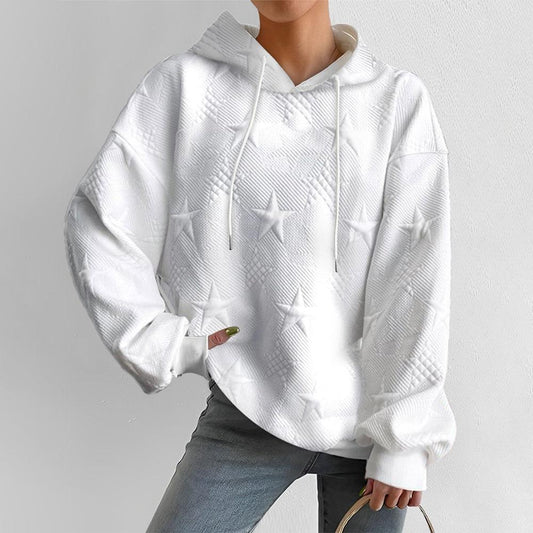 Dam Hoodie Stjärndesign Mjuk Andningsbar Tyg-1