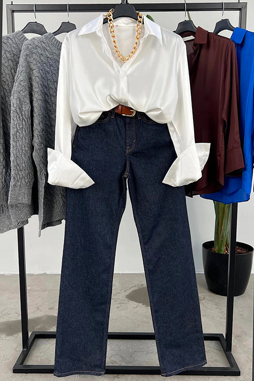 Variant image for Dam Blus Långa Ärmar Satin Elegant Klassisk Stil-9