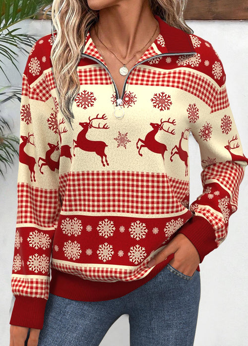 Kvinnors Jultröja med Dragkedja Mjukt Material-1