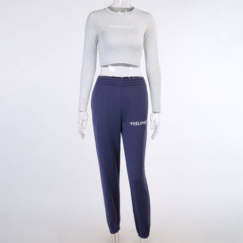 Dam Träningsdräkt Croppad Topp Joggingbyxor Polyester-1