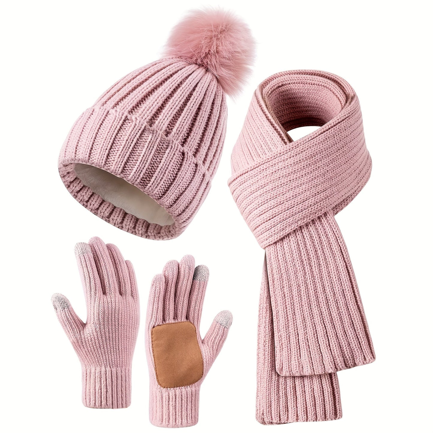 Variant image for Dam Vinterset Avslappnad Tygblandning Hatt Halsduk Handskar-5