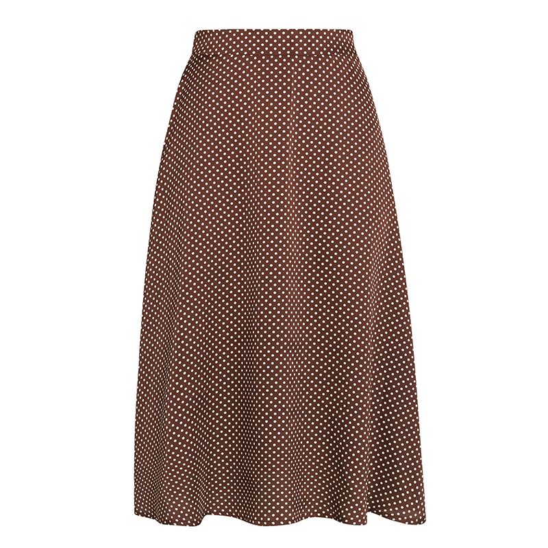 Kvinnors A-Line Kjol Polyester Vintage Stil Mid-Kalv-1