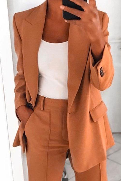 Dam Blazerjacka Enknapp Kontorsstil Bomull Polyester-6