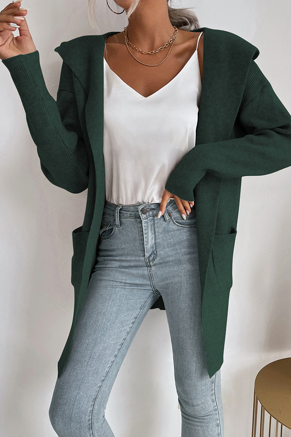 Variant image for Dam Kofta med Huva Stickad Mjuk Höststil-19