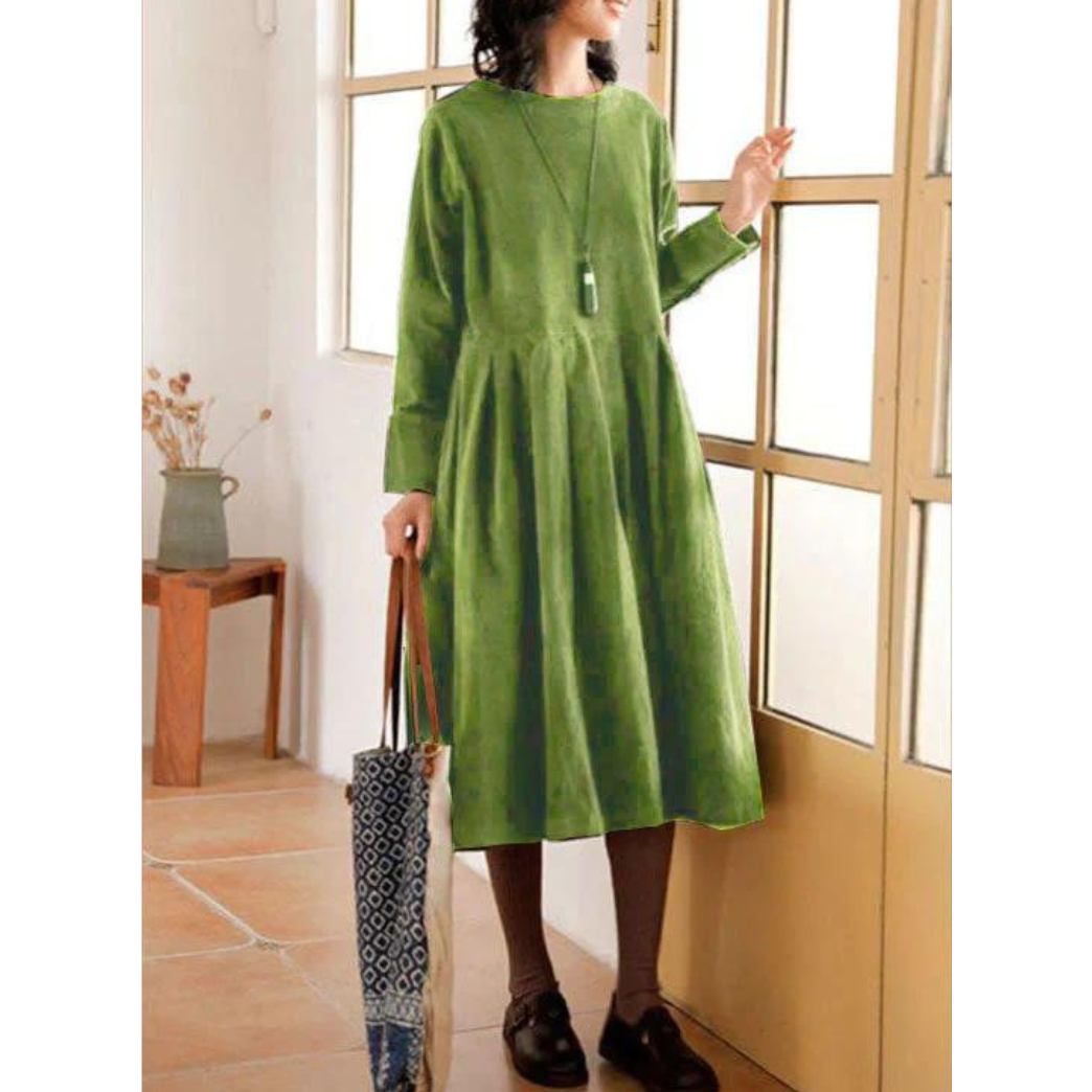 Kvinnors Avslappnad Klänning Mjuk Bomullsmix-3