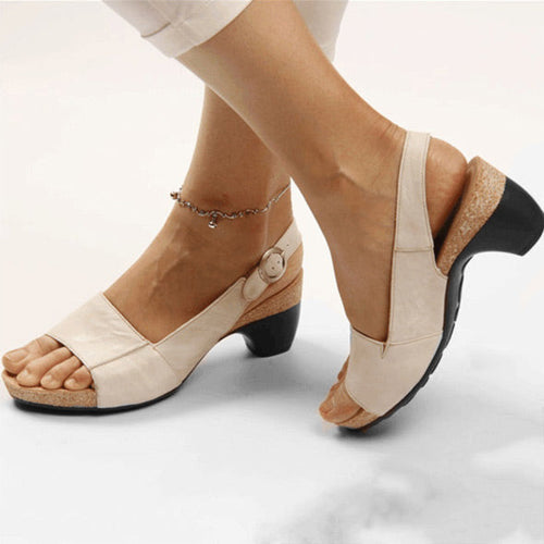 Dam Sandaler Tjocka Stycken Syntetiskt Material 1