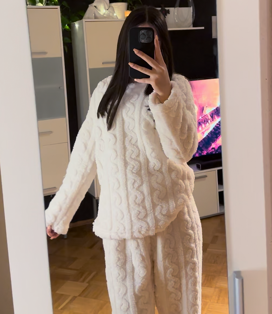 Dam Vinterklänning Långärmad Mjuk Bomull-4