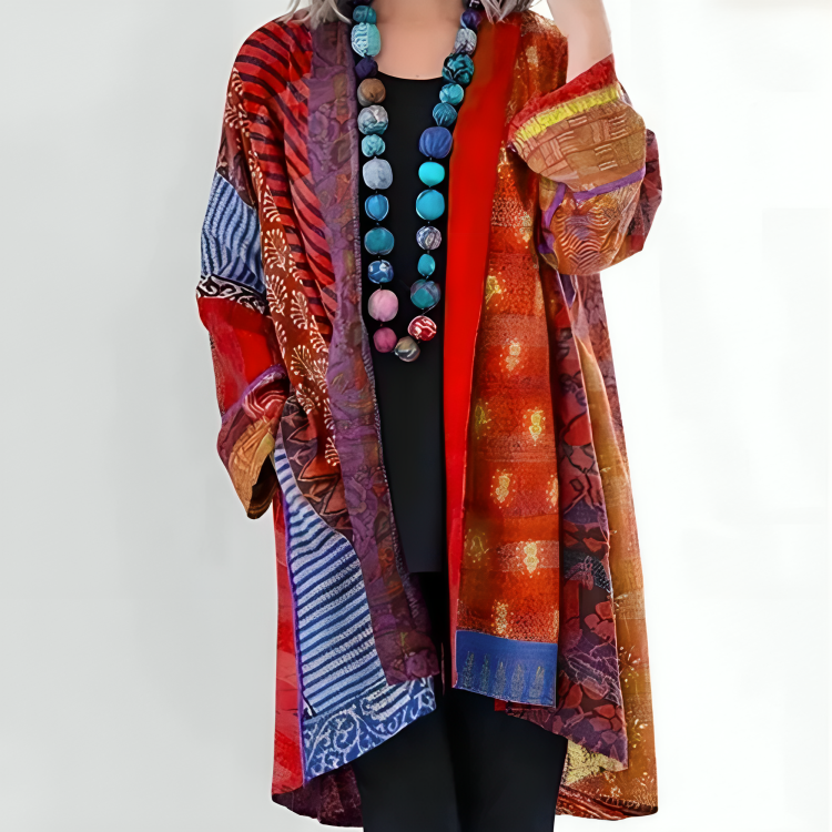 Kofta Dam Elegant Mjuk Material Lång Cardigan-3