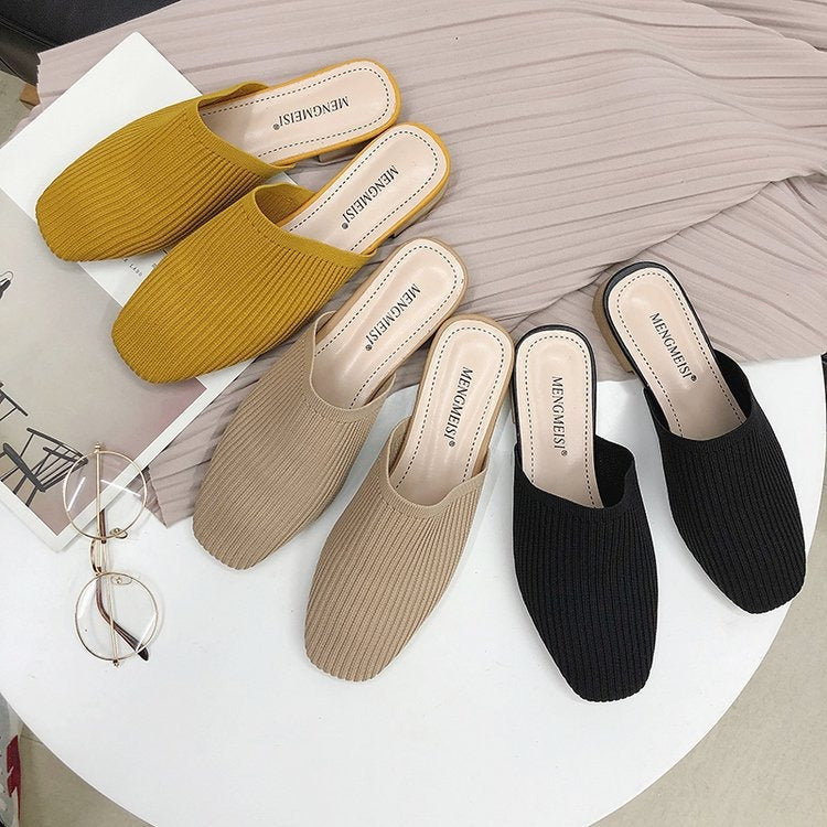 Dam Sandaler Platta Tåformade i Nät och Gummi-2