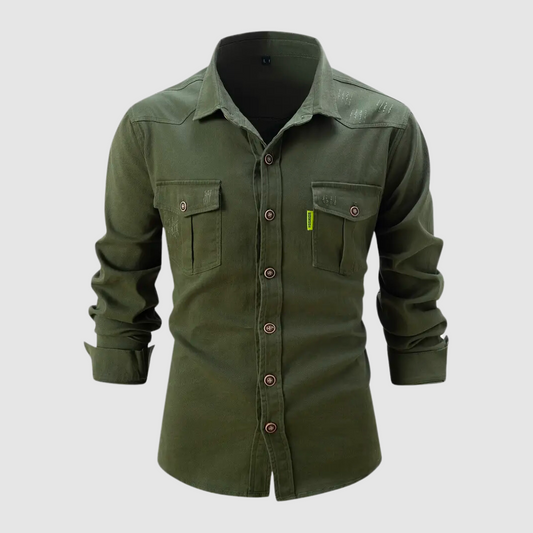 Herrskjorta Slim Fit Klassisk Krage Bomull-1