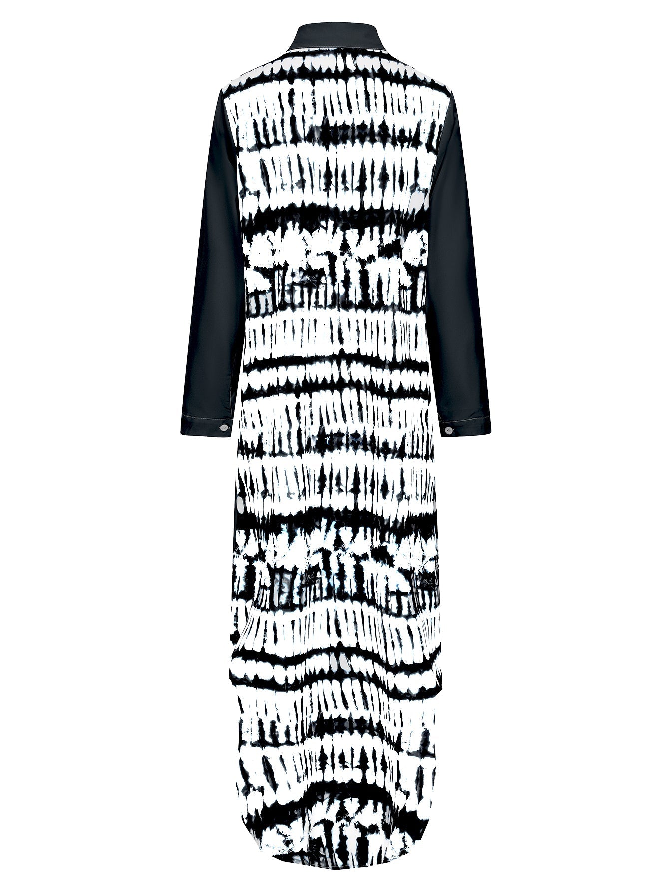 Damklänning med Skjortkrage och Långa Ärmar i Polyester Färgblock-4