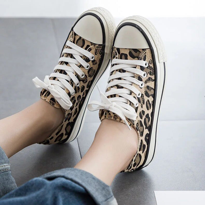 Dam Sneakers Leopardmönster Trendig Design Vadderad Innersula Högkvalitativa Material-3