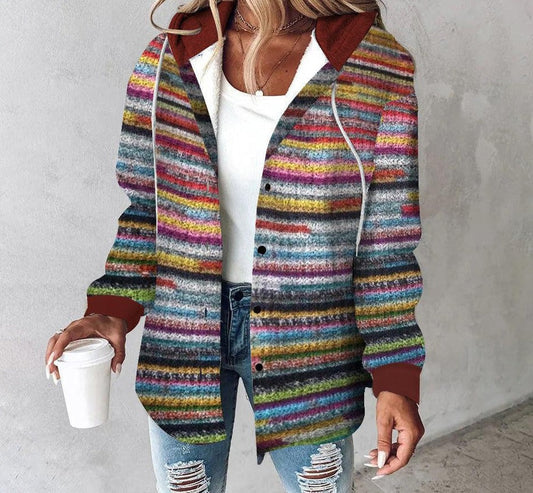 Dam Hoodie Färgglad Design Mjuk Bomull-1