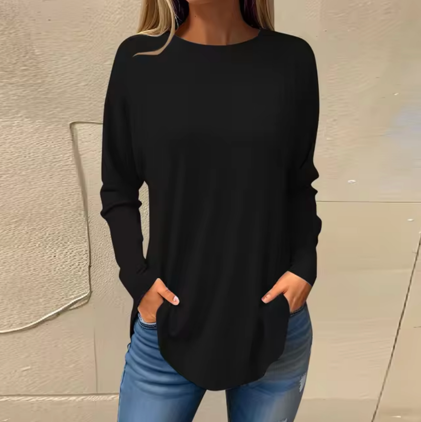 Långärmad T-shirt Herr Rund Hals Bomullsliknande Material 3