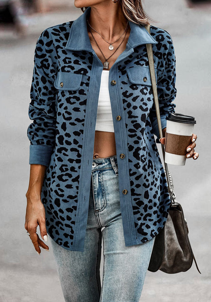 Damjacka Leopardmönster Chic Funktionell Polyester-4
