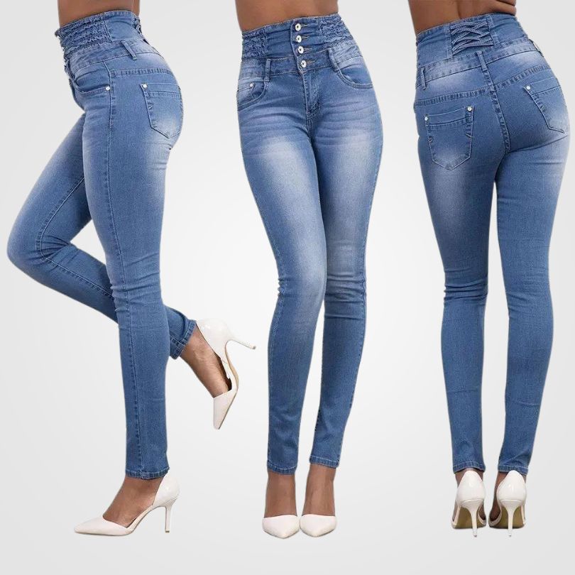 Dam Jeans Med Hög Midja Bekväm Denim 6