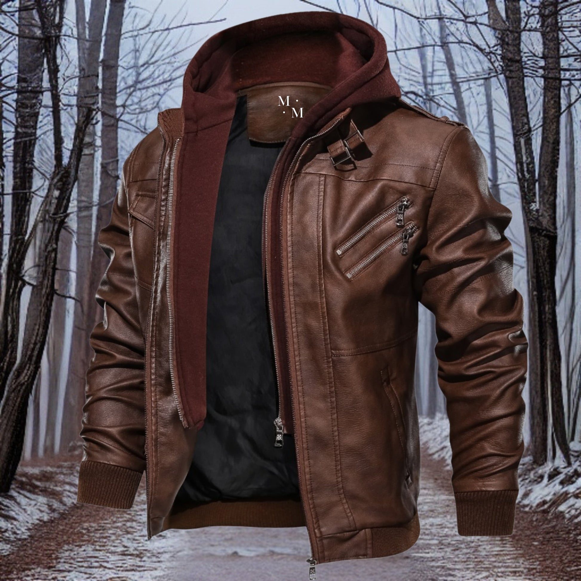 Variant image for Damjacka Skinnjacka Med Huva Klassisk Design Läder-19