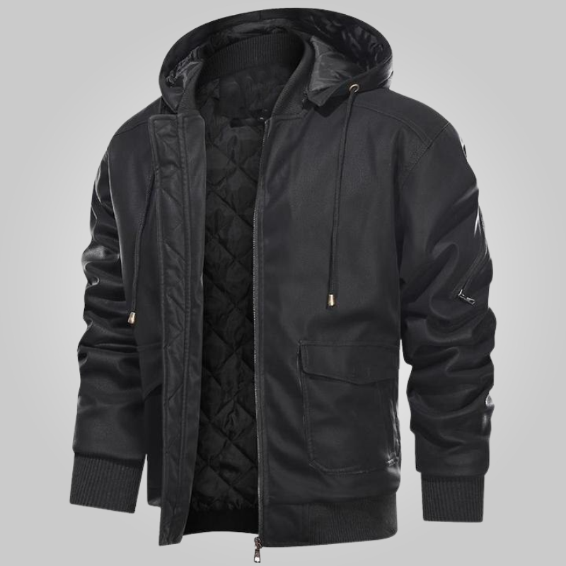Dam Vildmarkjacka Vintage Läder Quiltad Stil-5