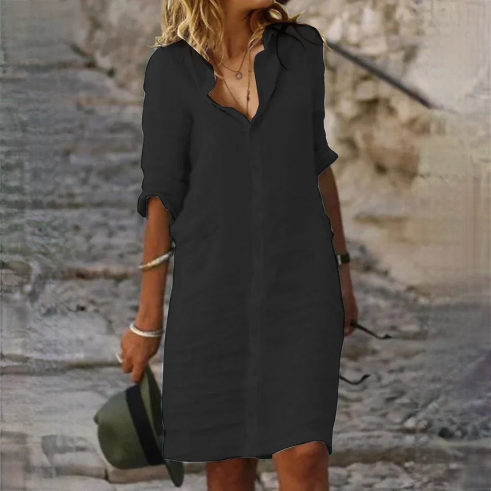 Fina Dam Klänningar Casual Lätt Material Elegant Design-2