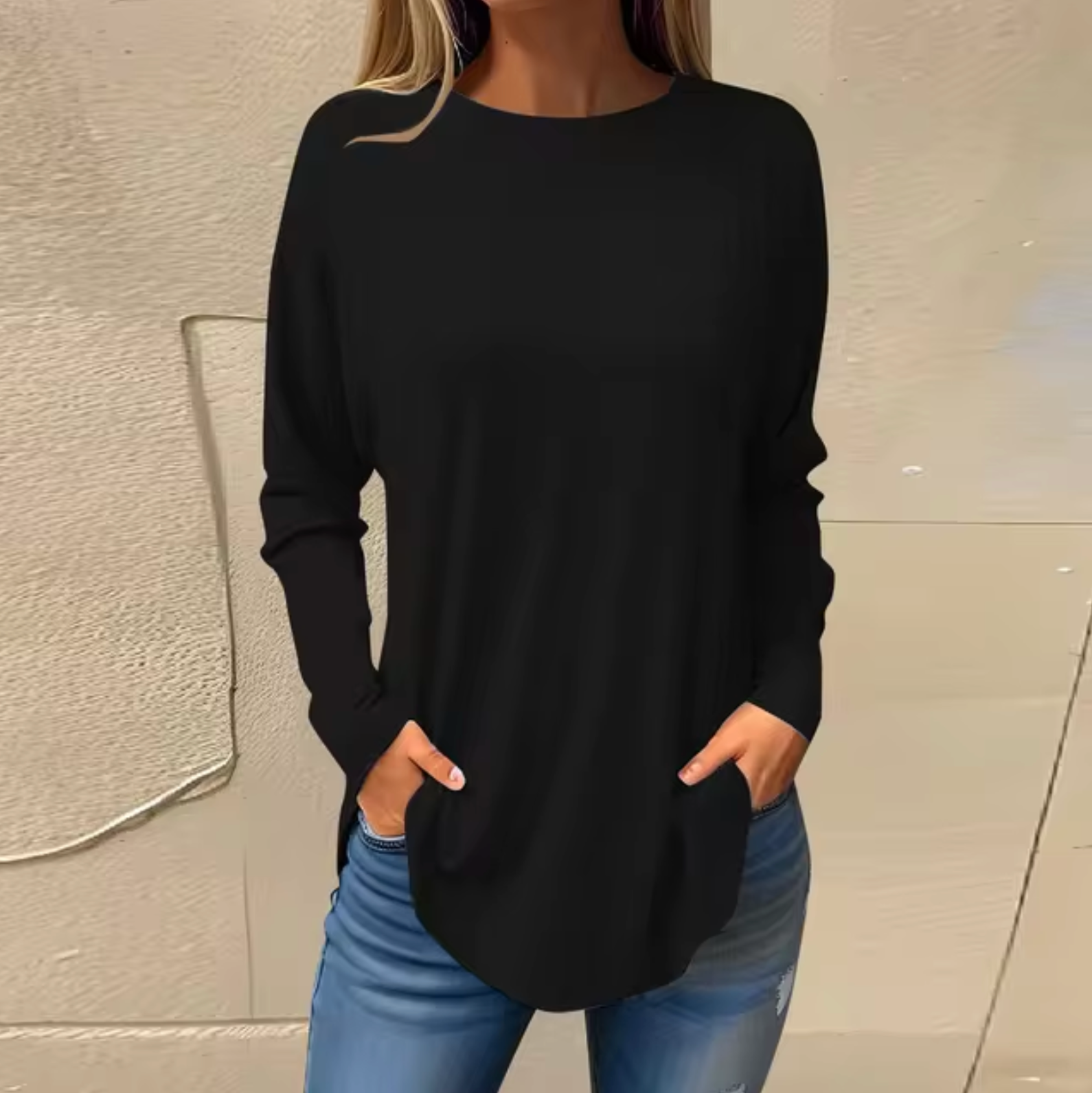 Långärmad T-shirt Herr Rund Hals Bomullsliknande Material 9