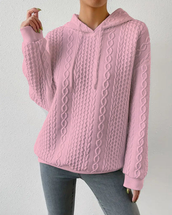 Lång Hoodie Dam Avslappnad Mjuk Bomull-4
