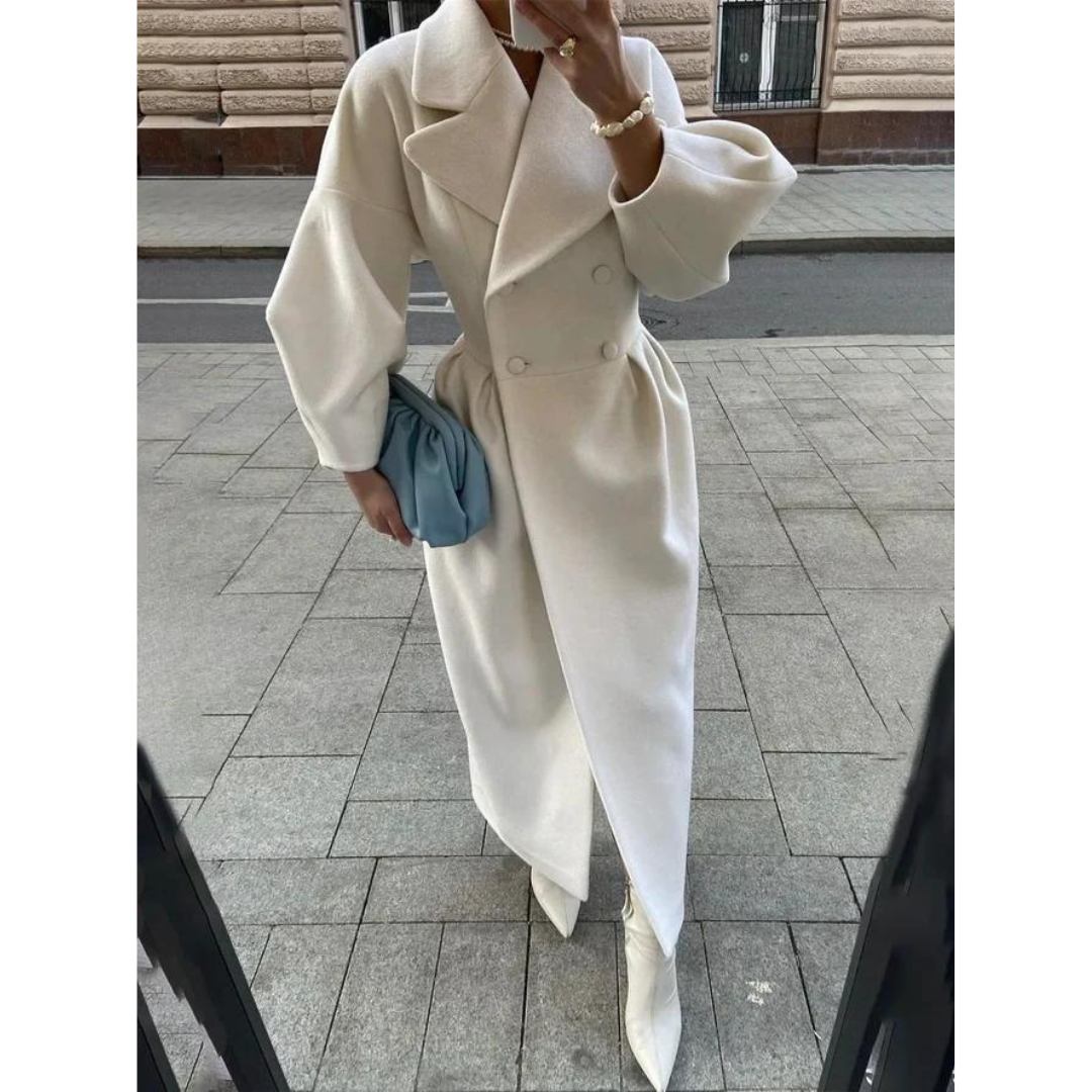 Dam Trenchcoat Lång Ärmd Ull-3