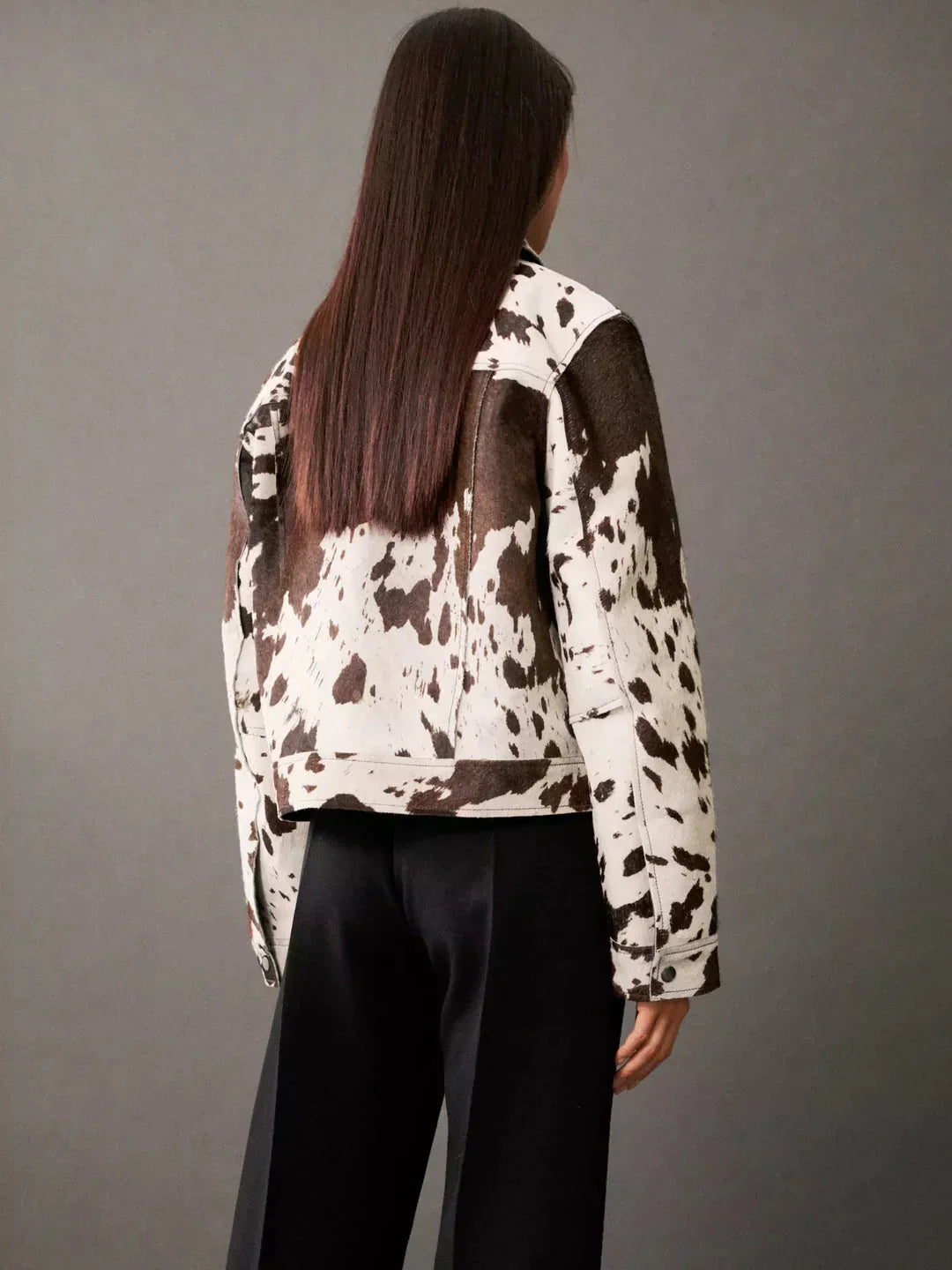 Dam Skinnjacka Modern Design Tryckt Skinnjacka 2