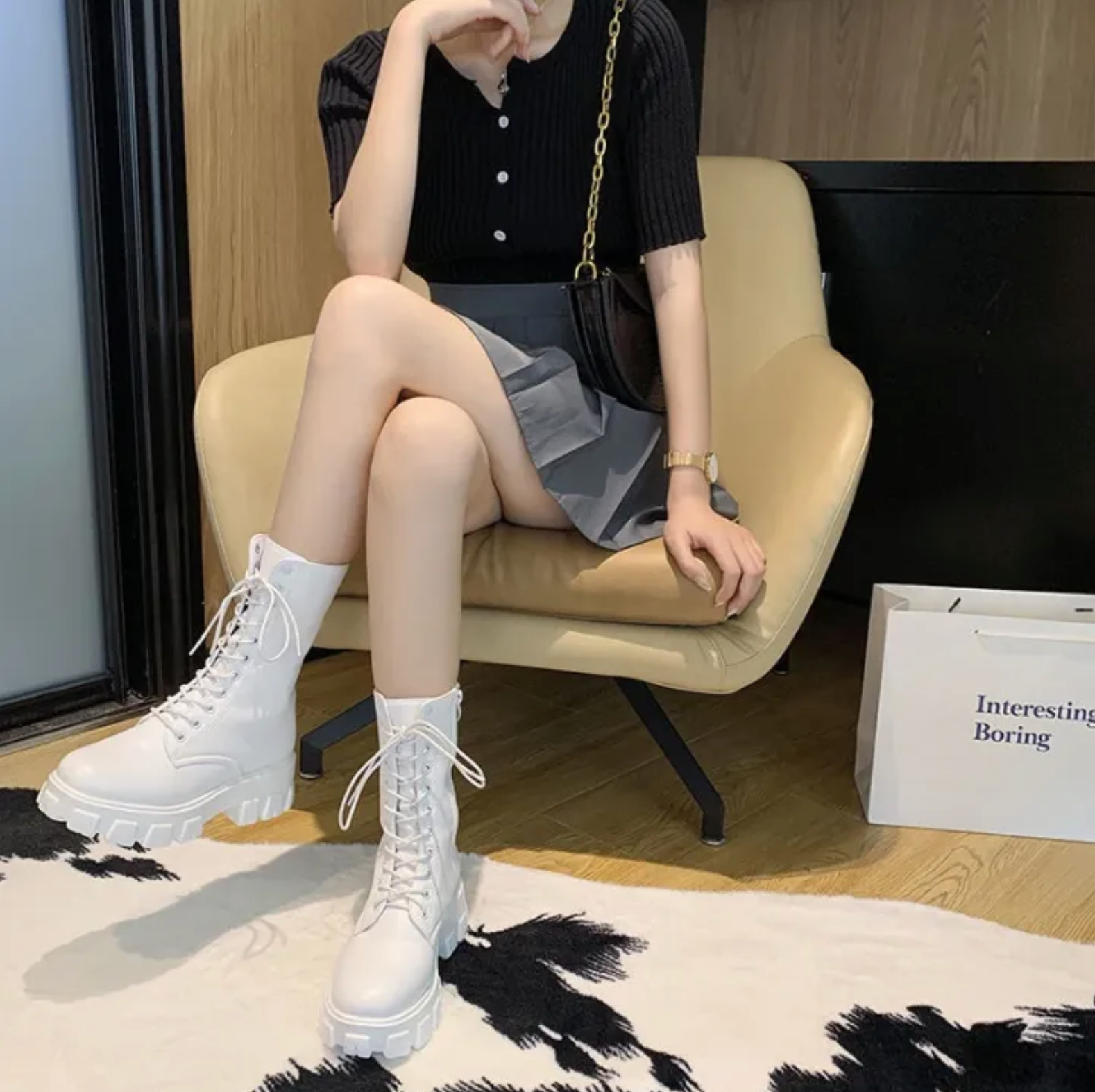 Dam Snörstövlar Hög Skaft Syntetiskt Yttertyg 3