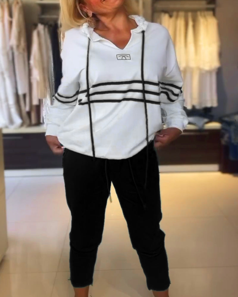 Variant image for Dam Byxuppsättning Randiga Byxor Huvajacka 100% Bomull-7