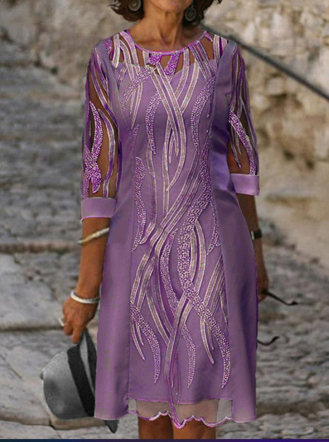 Damklänning Avslappnad Bomull Elegant för Vardags- och Festbruk-3