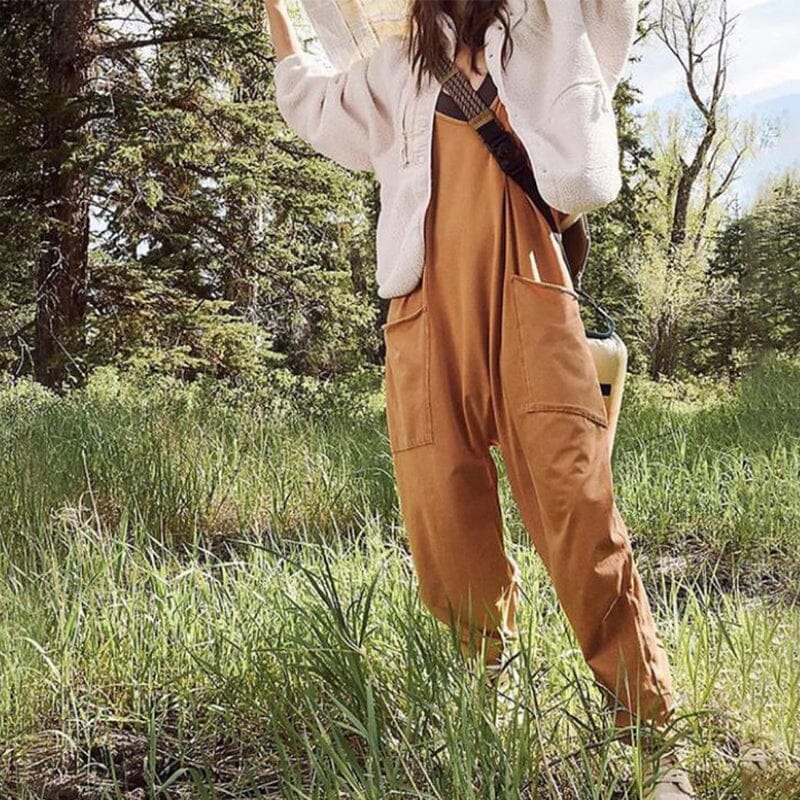 Variant image for Dam Jumpsuit V-hals Minimalistisk med Fickor i Andningsbart Tyg-16