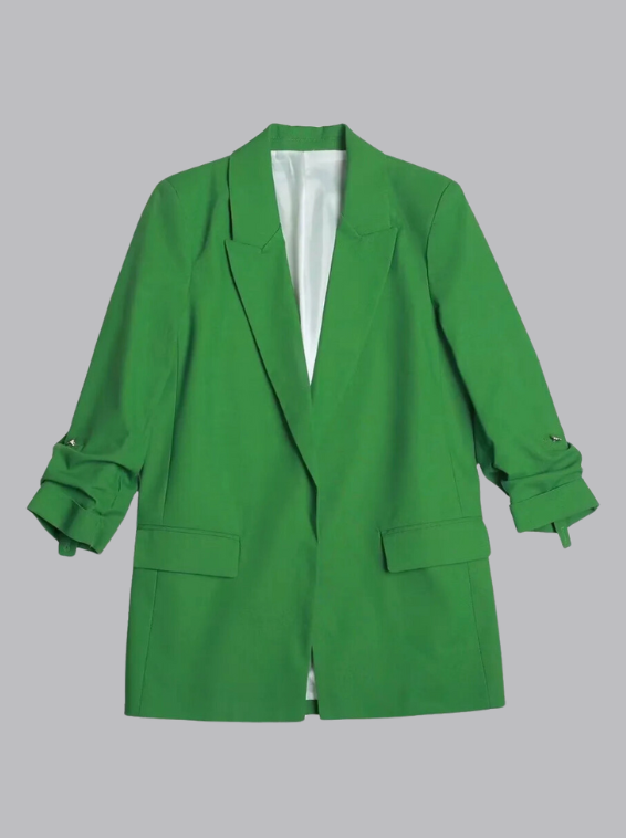 Dam Blazer Avslappnad Design Polyester Grön-3